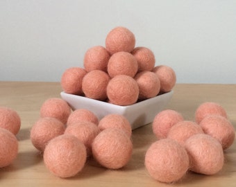 Felt Balls: PEACH, Felted Balls, DIY Garland Kit, Wool Felt Balls, Felt Pom Pom, Handmade Felt Balls, Peach Felt Balls, Pink Pom Poms