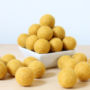Felt Balls: MUSTARD, Felted Balls, DIY Garland Kit, Wool Felt Balls, Felt Pom Pom, Handmade Felt Balls, Yellow Felt Balls, Yellow Pom Poms