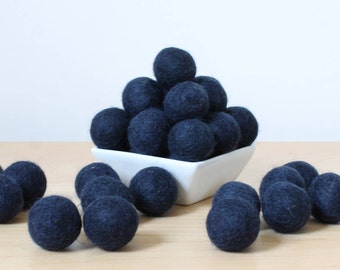 Felt Balls: MIDNIGHT BLUE, Felted Balls, DIY Garland Kit, Wool Felt Balls, Felt Pom Pom, Handmade Felt Balls, Blue Felt Balls, Blue Pom Poms