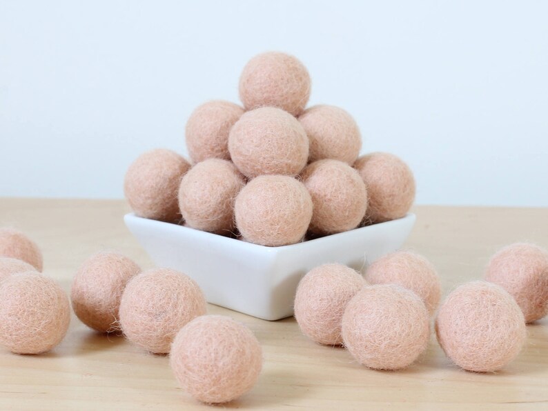 Felt Balls: SOFT PEACH, Felted Balls, DIY Garland Kit, Wool Felt Balls, Felt Pom Pom, Handmade Felt Balls, Pink Felt Balls, Peach Pom Poms image 1