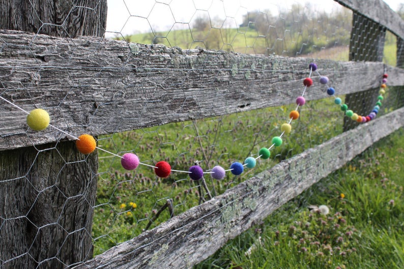 Custom Felt Ball Garland, Custom Pom Pom Garland, Nursery Decor, Custom Felt Garland, Felt Ball Bunting, Baby Shower Decor, Custom Pom Poms image 9