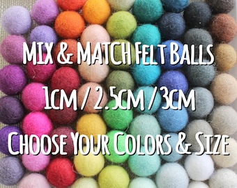 Felt Balls, Pom Poms, Felt Garland, Wool Felt Balls,Felted Balls, Loose Felt Balls, Felt Ball Garland DIY, Handmade Felt Balls 1cm/2.5cm/3cm