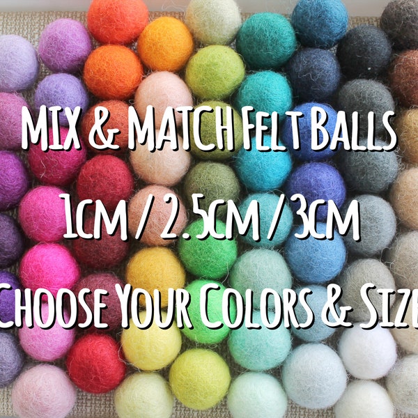 Felt Balls, Pom Poms, Felt Garland, Wool Felt Balls,Felted Balls, Loose Felt Balls, Felt Ball Garland DIY, Handmade Felt Balls 1cm/2.5cm/3cm