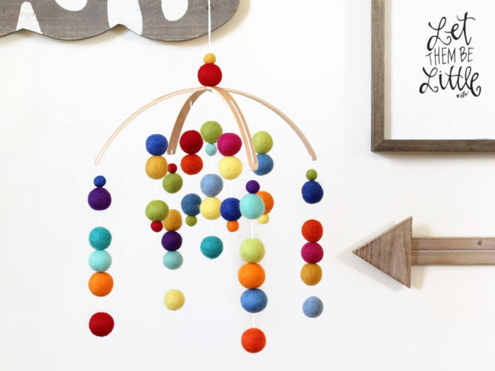 RAINBOW Felt Ball Mobile Baby Mobile Crib Mobile Nursery Etsy