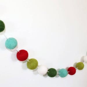 Retro Christmas Felt Ball Garland, Pom Pom Garland, Nursery Decor, Bunting Banner, Party Decor, Holiday, Christmas image 5