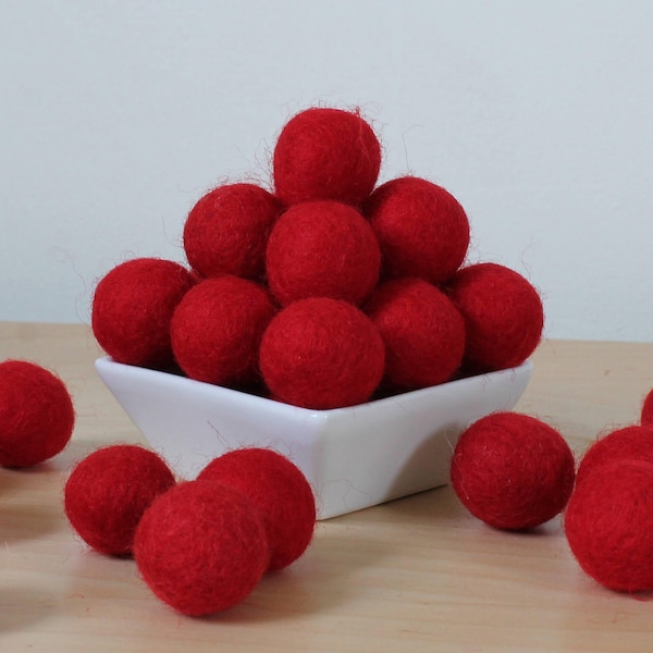 Felt Balls: RED, Felted Balls, DIY Garland Kit, Wool Felt Balls, Felt Pom Pom, Handmade Felt Balls, Red Felt Balls, Red Pom Poms