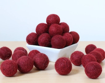 Felt Balls: BURGUNDY, Felted Balls, DIY Garland Kit, Wool Felt Balls, Felt Pom Pom, Handmade Felt Balls, Red Felt Balls, Red Pom Poms