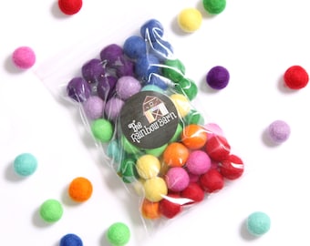 Classic Rainbow Felt Balls, Pom Poms, Felt Ball Garland, Wool Felt Balls, Felted Balls, Loose Felt Balls, Felt Ball Garland DIY, Handmade