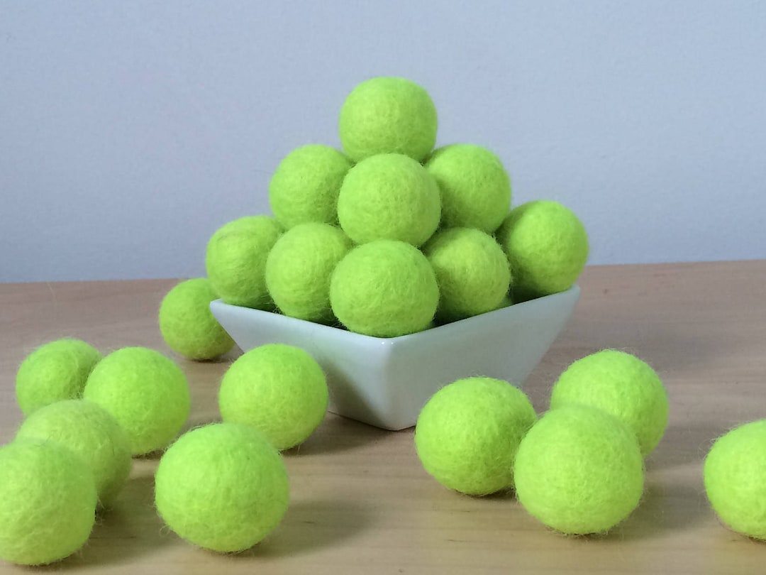 Felt Balls TENNIS BALL Yellow Green, Felted Balls, DIY Garland Kit