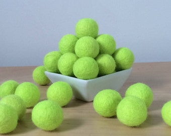 Felt Balls: TENNIS BALL Yellow Green, Felted Balls, DIY Garland Kit, Wool Felt Balls, Handmade Felt Balls, Green Felt Balls, Green Pom Poms