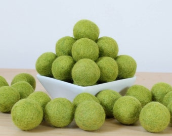 Felt Balls: CITRUS GREEN, Felted Balls, DIY Garland Kit, Wool Felt Balls, Felt Pom Pom, Handmade Felt Balls, Green Felt Balls, Green Pom Pom