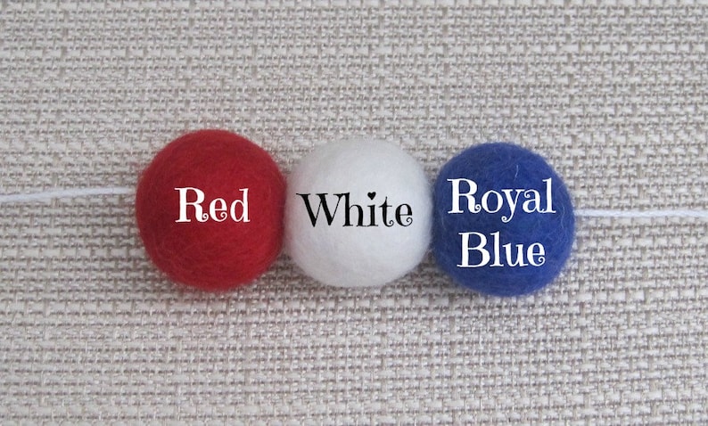 Felt Ball Garland: Patriotic, Pom Pom Garland, 4th of July, American Flag, Patriotic Garland, Independence Day, Red White Blue, Felt Balls image 3