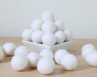 Felt Balls: WHITE, Felted Balls, DIY Garland Kit, Wool Felt Balls, Felt Pom Pom, Handmade Felt Balls, White Felt Balls, White Pom Poms