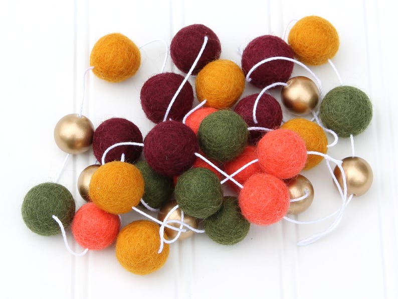 Custom FELT BALL GARLAND With Metallic Gold and Silver Beads Etsy