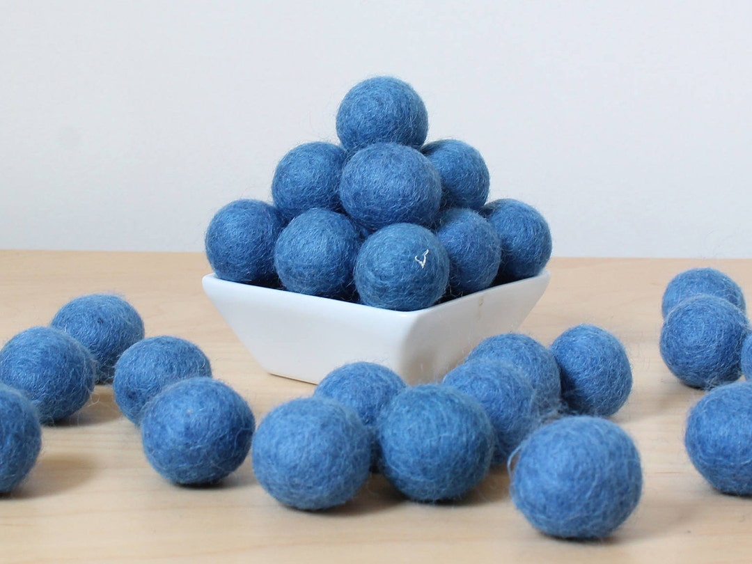 Felt Balls FRENCH BLUE, Felted Balls, DIY Garland Kit, Wool Felt Balls