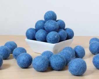 Felt Balls: FRENCH BLUE, Felted Balls, DIY Garland Kit, Wool Felt Balls, Felt Pom Pom, Handmade Felt Balls, Blue Felt Balls, Blue Pom Poms