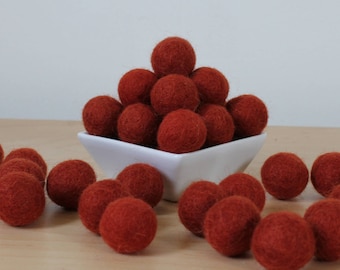 Felt Balls: RUST, Felted Balls, DIY Garland Kit, Wool Felt Balls, Felt Pom Pom, Handmade Felt Balls, Red Felt Balls, Red Pom Poms