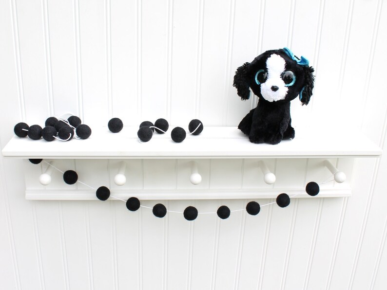 Black FELT BALL GARLAND Black Pom Pom Garland Felt Balls Etsy