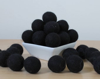 Felt Balls: BLACK, Felted Balls, DIY Garland Kit, Wool Felt Balls, Felt Pom Pom, Handmade Felt Balls, Black Felt Balls, Black Pom Poms