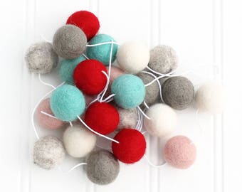 Felt Ball Garland, Pom Pom Garland, Nursery Decor, Baby Shower Decor, Valentines Garland, Felt Ball Bunting, Girls Room Garland, Felt Balls