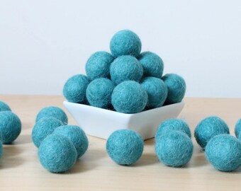 Felt Balls: TEAL, Felted Balls, DIY Garland Kit, Wool Felt Balls, Felt Pom Pom, Handmade Felt Balls, Blue Felt Balls, Blue Pom Poms