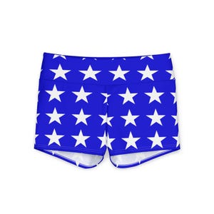 White Star Pattern Blue | Yoga Shorts