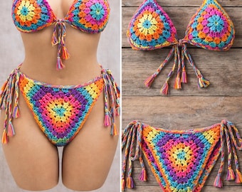 Ręcznie robiony na szydełku dwuczęściowy kostium kąpielowy w dowolnym rozmiarze. Wzór tylko dla Ciebie.