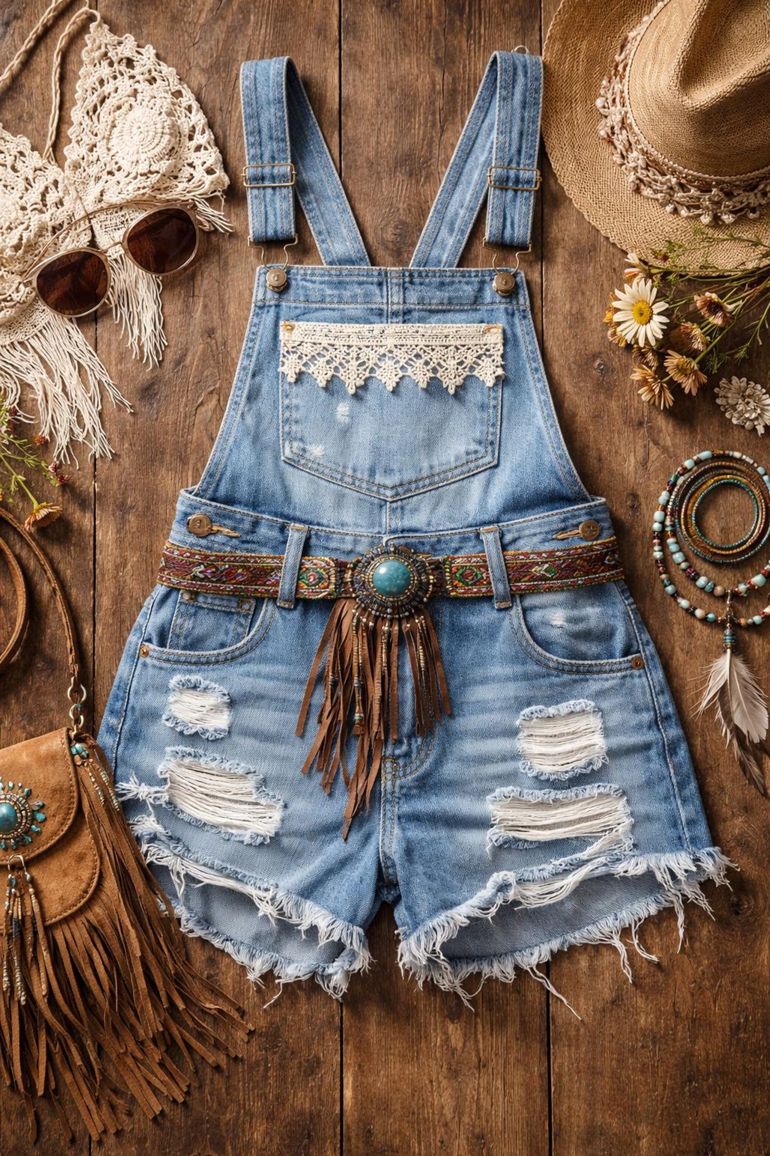 Denim Boho Bohemian Overalls With Shorts DIRECTIONS PATTERN ONLY No ...