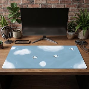 Halkfri pingvinskrivbordsmatta | Molnbaserad gamingmusmatta | Kawaii kontorsdatorbordsskydd