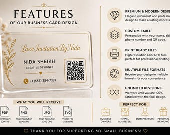 Conception de carte de visite numérique personnalisée | Carte de visite moderne avec code QR | Prête à imprimer