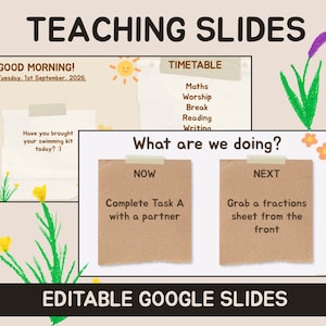 Lehrer erstellter Schulplaner – Unterrichtsmaterialien – Neutrales Design – Bearbeitbare Google Slides-Vorlage