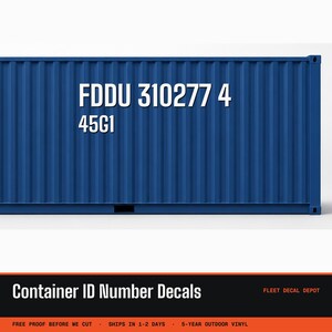 May include: A blue shipping container side panel featuring white alphanumeric decals. The text reads FDDU 310277 4 and 45G1. The container surface has a vertical corrugated texture, and the decals are applied to the flat, solid blue metal exterior.