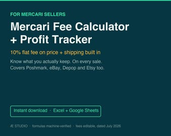 Mercari Fee Calculator and Profit Tracker Spreadsheet, Seller Sales Log and Inventory Tracker, Excel and Google Sheets