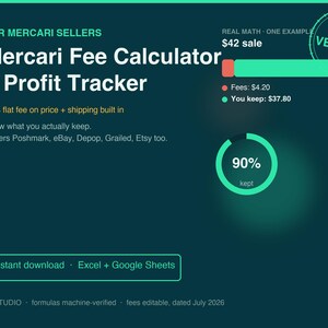 Mercari Fee Calculator and Profit Tracker Spreadsheet, Seller Sales Log and Inventory Tracker, Excel and Google Sheets image 4