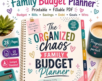 Family Budget Planner, Household Finance Binder, Savings Tracker (Printable PDF)