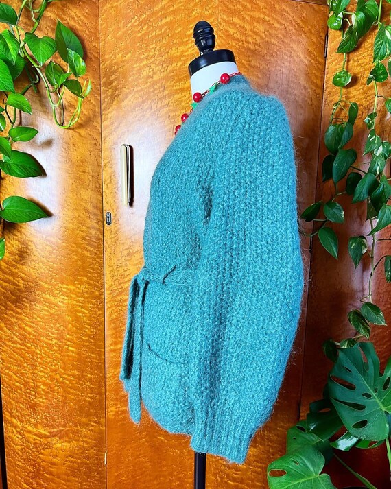 MOHAIR HAND KNIT Handmade Blue 1950’s 50s Vintage… - image 6