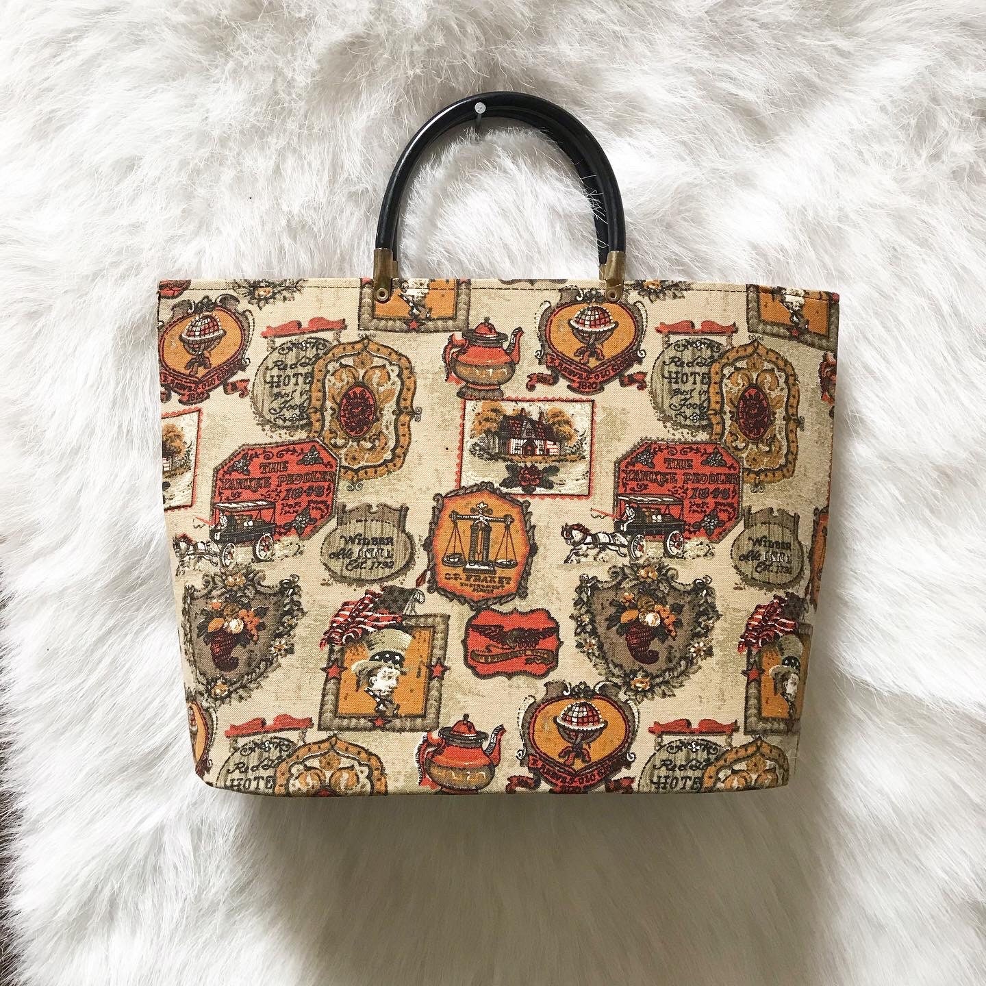 Sac à Main Vintage American West En Cuir De Vache Rouge Avec Imprimé - Petit Modèle épaule - Occasion