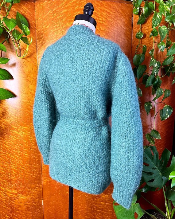 MOHAIR HAND KNIT Handmade Blue 1950’s 50s Vintage… - image 10