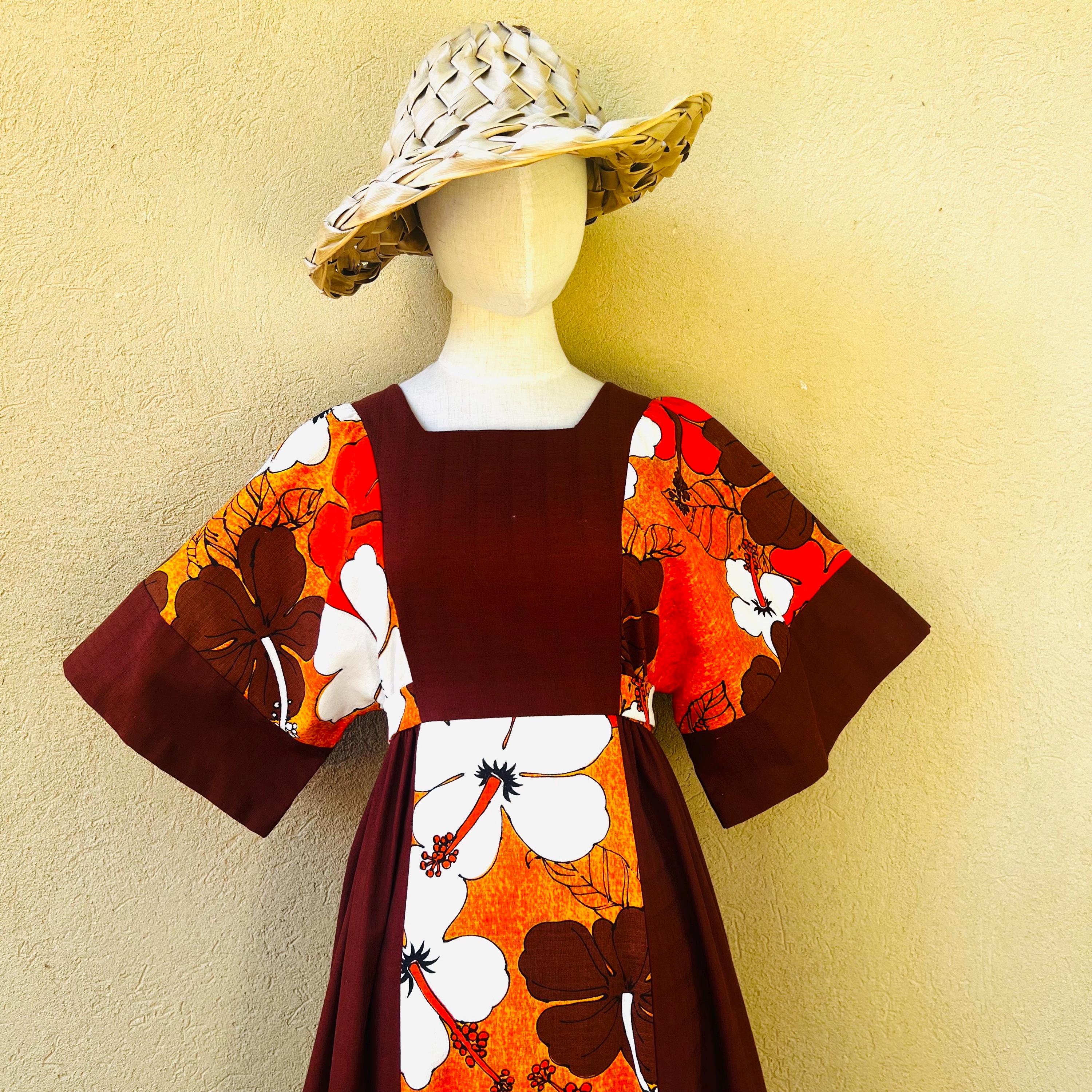 1980s No Tag ビンテージ　ハワイドレス　S/M Bj's Fashions of Hawaii 1960's 60s 1970's 70s Vintage Retro Crisp