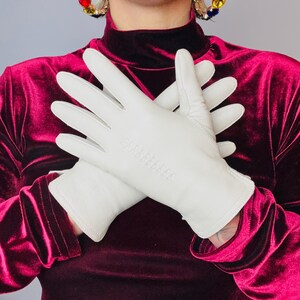 BONE Cream Colored 50’s 50s 60’s 60s Retro Vintage Lattice Top Glamour Pinup Cotton Lined FOWNES Fourchette Wrist Fashion Winter Gloves 7 B