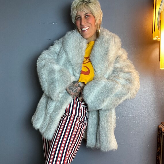 FAUX Striped SILVER FOX 1970’s 70s Vintage 1980’s… - image 4