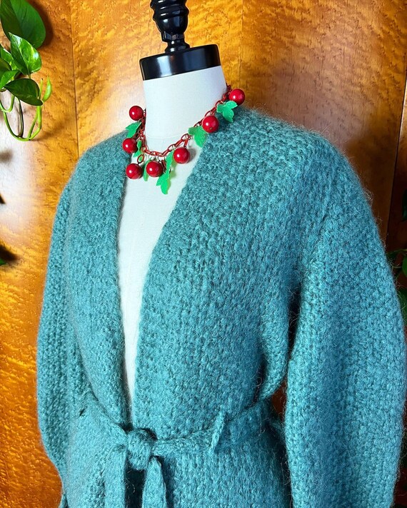 MOHAIR HAND KNIT Handmade Blue 1950’s 50s Vintage… - image 2