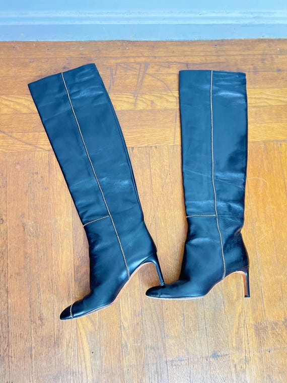 Made in Italy. Soft Leather boots. No tags. NOW Made in Italy Soft Leather Moto Riding Mid Calf Boots  main image 4