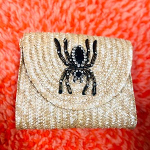 ARAÑA DE DIAMANTES DE IMITACIÓN Halloween 1950's 50's 1960's 60's Estilo retro vintage Araña de cuentas Gótica Punk Rafia Paja natural Bolso de mano Bolso Monedero