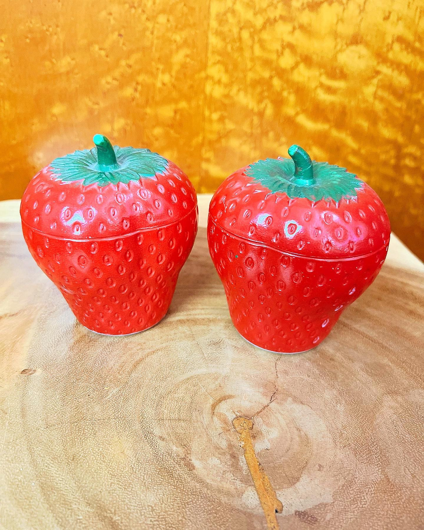 RARE STRAWBERRY JAM Kitsch 1930's 30s 1940's 40s Vintage Set of 2