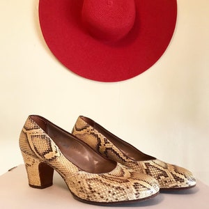 PYTHON SNAKESKIN BABYDOLL Vintage Hartmann Made 1940er 1950er 40er 50er Jahre Leder High Heels Swing Pumps Schuhe 34