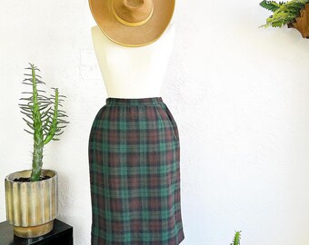 1960s Kammgarn Trevira Brown and Blue Plaid Skirt Size 40 - Etsy