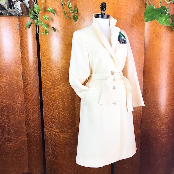 【60s】Euro Vintage Cotton Belted Coat 46 Vintage 50's 60's Woven Jacquard Belted Trench Style Coat - Etsy