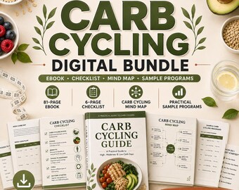 Carb Cycling Guide (81-Page Ebook, Checklist, Mind Map) (Digital Download)