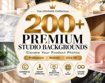 200+ Studio Backgrounds Bundle | AI Photography Mockups (JPG, PSD)